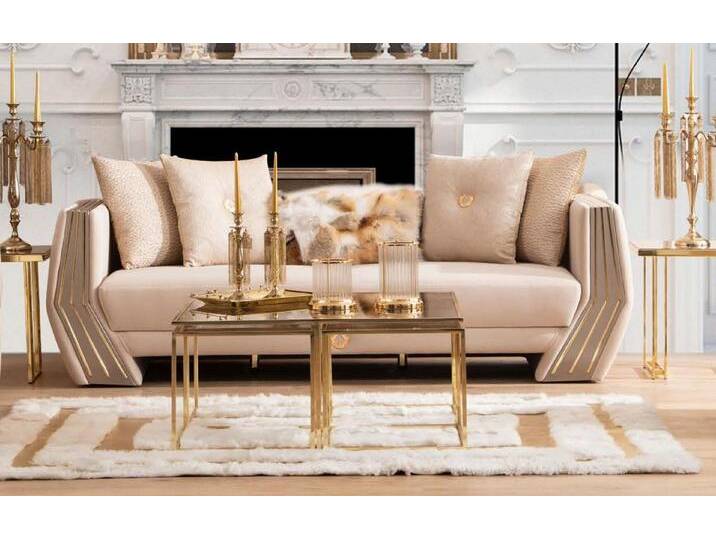 JVmoebel 3-Sitzer Elegante 3-Sitzer Couch aus Holz-Leder für das Wohnzimmer, Made in Europa, beige von elegante