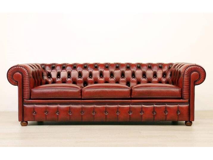 JVmoebel 3-Sitzer Elegante Chesterfield Couchgarnitur aus Leder für 3 Personen, Made in Europa, braun von elegante