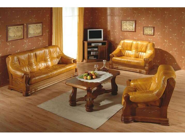 JVmoebel 3-Sitzer Elegante Ledercouch 3-Sitzer im klassischen Design, Made in Europa, gelb von elegante