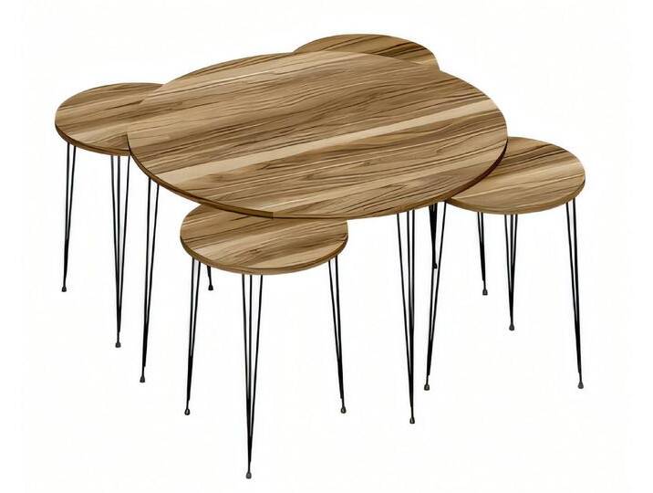 JVmoebel Beistelltisch Elegante braune Holzbeistelltische im stilvollen Design (Couchtisch, 4x Beistelltische 2), Made in Europe, braun von elegante