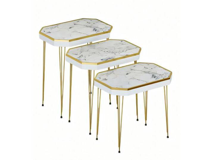 JVmoebel Beistelltisch Elegante weiße Holz Beistelltische im modernen Stil, vielseitiges Set (MaßeBeistelltisch 1, MaßeBeistelltisch 2, MaßeBeistelltisch 3) von elegante