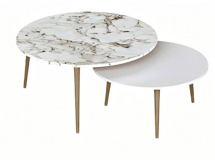 JVmoebel Beistelltisch Elegante weiße Holz Beistelltische im modernen minimalistischen Stil (Beistelltisch 1, Beistelltisch 2), Made in Europe, weiß von elegante