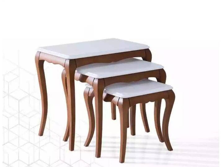 JVmoebel Beistelltisch Elegante weiße Holz-Möbel für das moderne Wohnzimmer (3-St., 3x Beistelltische), Made in Europa, weiß von elegante