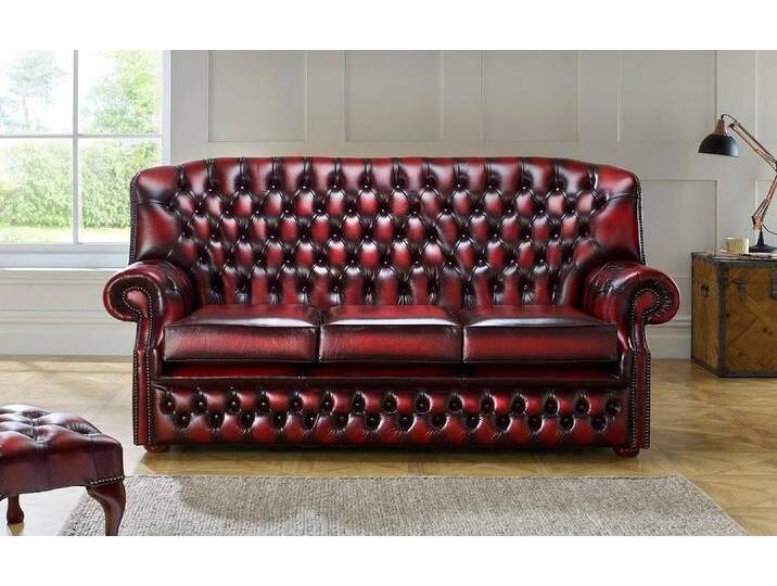 JVmoebel Chesterfield-Sofa Elegante 3-Sitzer Couch mit hoher Rückenlehne aus Leder, Made in Europa, rot JVmoebel Chesterfield-Sofa Elegante 3-Sitzer Couch mit hoher Rückenlehne aus Leder, Made in Europa, rot von elegante