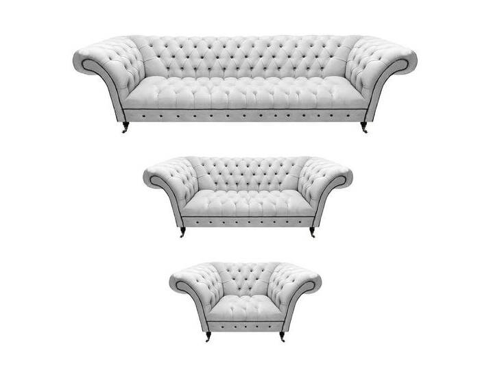 JVmoebel Chesterfield-Sofa Elegante 3-teilige Sofagarnitur im Chesterfield-Stil, 4-Sitzer Sofa/2-Sitzer Sofa/Sessel 3 Teile, Made in Europa, weiß JVmoebel Chesterfield-Sofa Elegante 3-teilige Sofagarnitur im Chesterfield-Stil, 4-Sitzer Sofa/2-Sitzer Sofa/Sessel 3 Teile, Made in Europa, weiß von elegante