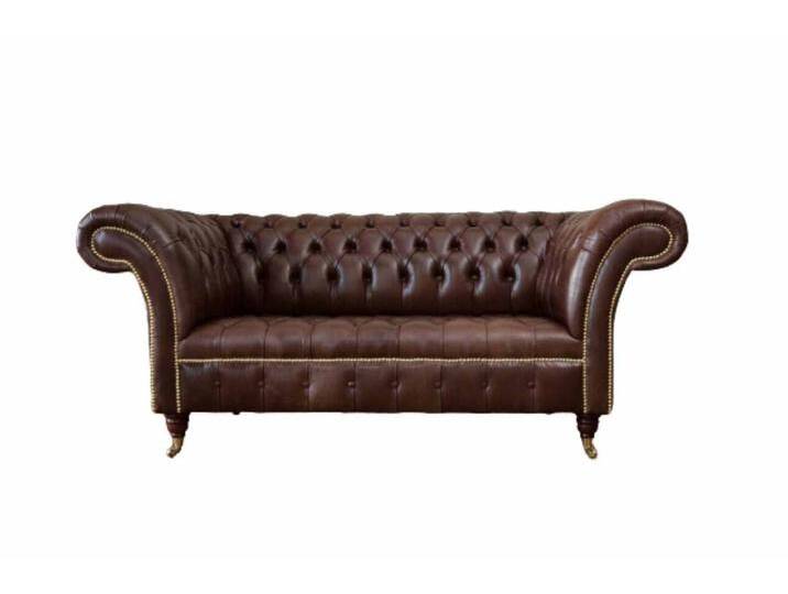 JVmoebel Chesterfield-Sofa Elegante Chesterfield Couch im Textillook, 2 Sitzer, Braun, Made in Europa, braun JVmoebel Chesterfield-Sofa Elegante Chesterfield Couch im Textillook, 2 Sitzer, Braun, Made in Europa, braun von elegante