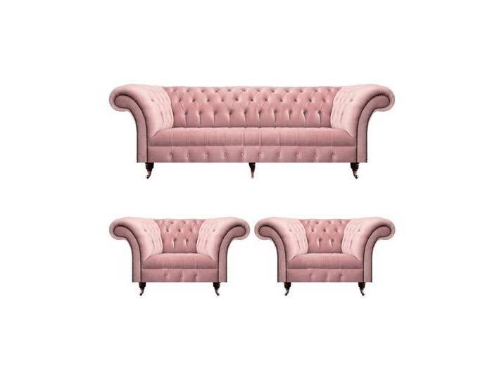 JVmoebel Chesterfield-Sofa Elegante Rosa Chesterfield Sofagarnitur 3-teilig mit Sessel, 3-Sitzer Sofa/2x Sessel 3 Teile, Made in Europa, rosa JVmoebel Chesterfield-Sofa Elegante Rosa Chesterfield Sofagarnitur 3-teilig mit Sessel, 3-Sitzer Sofa/2x Sessel 3 Teile, Made in Europa, rosa von elegante