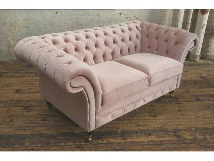 JVmoebel Chesterfield-Sofa Elegante Zweisitzer Couch in Rosa aus Stoff und Leder, Made in Europa, rosa JVmoebel Chesterfield-Sofa Elegante Zweisitzer Couch in Rosa aus Stoff und Leder, Made in Europa, rosa von elegante