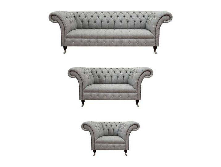 JVmoebel Chesterfield-Sofa Elegante graue Chesterfield Sofagarnitur 3-teilig für das Wohnzimmer, 3-Sitzer Sofa/2-Sitzer Sofa/Sessel 3 Teile JVmoebel Chesterfield-Sofa Elegante graue Chesterfield Sofagarnitur 3-teilig für das Wohnzimmer, 3-Sitzer Sofa/2-Sitzer Sofa/Sessel 3 Teile von elegante