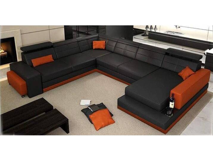 JVmoebel Ecksofa Elegante Ledercouch mit Eck-Design für Ihr Wohnzimmer, Made in Europa, orange schwarz JVmoebel Ecksofa Elegante Ledercouch mit Eck-Design für Ihr Wohnzimmer, Made in Europa, orange schwarz von elegante