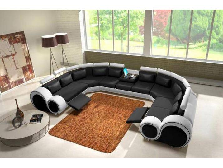 JVmoebel Ecksofa Elegante U-förmige Leder Eckcouch mit USB-Anschluss, Made in Europa, schwarz JVmoebel Ecksofa Elegante U-förmige Leder Eckcouch mit USB-Anschluss, Made in Europa, schwarz von elegante