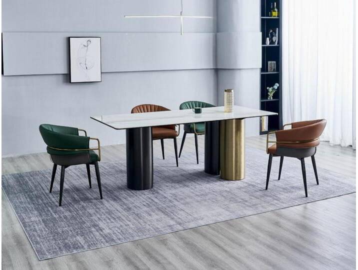 JVmoebel Esszimmer-Set Elegante Essgruppe Designer Tisch mit 6 Stühlen Luxus Sitzset, (7-St., 1x Esstisch + 6x Stühle), Made in Europa, grün von elegante
