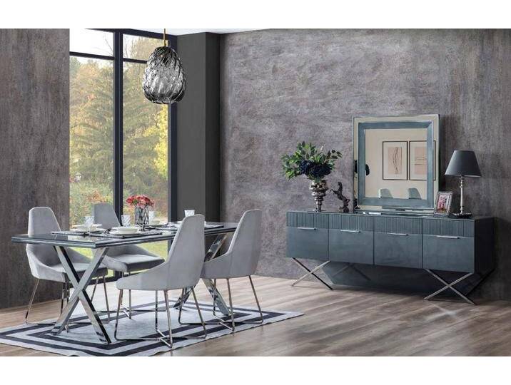 JVmoebel Esszimmer-Set Elegante Esszimmer Ausstattung mit Modernem Esstisch und 4 Stühlen, (6-St., Nur Esstisch+4x Stühle+Anrichte), Made in Europa von elegante