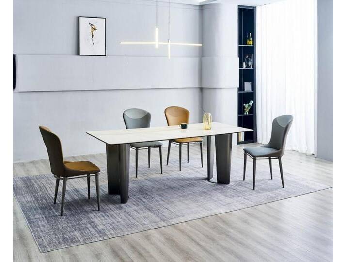 JVmoebel Esszimmer-Set Elegante Esszimmermöbel: Designer Esstisch mit 6 Stühlen, (7-St., 1x Esstisch + 6x Stühle), Made in Europa, grau von elegante