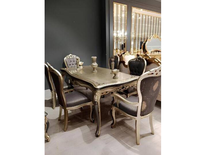 JVmoebel Esszimmerstuhl Elegante Holzstühle für das Esszimmer im klassischen Stil (6 St), Made in Europa, grau von elegante