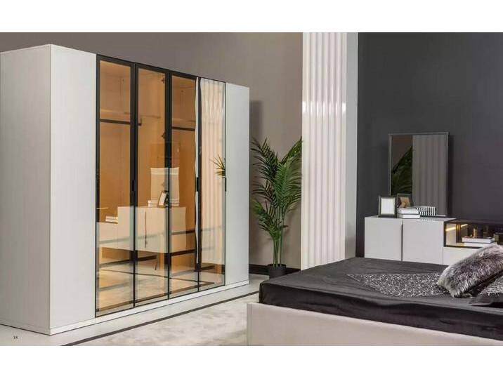 JVmoebel Kleiderschrank Elegante Italienische Schlafzimmermöbel Schrank im Luxusdesign (1-St., 1x Kleiderschrank) Made in Europa, weiß von elegante