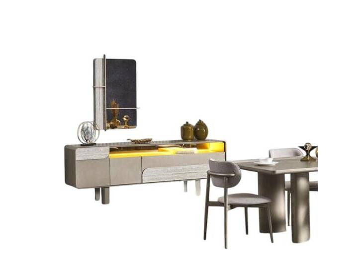 JVmoebel Kommode Elegante Beigefarbene Holzkonsole mit Spiegel in Stilvollem Design (Konsole mit Spiegel), Made in Europe, beige von elegante