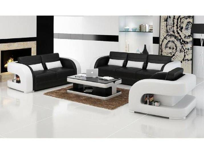 JVmoebel Polstergarnitur Design Ledersofa in Schwarz-Weiß, elegante Couchgarnitur, (3+2+1 Sitzer), Made in Europa, beige schwarz von elegante