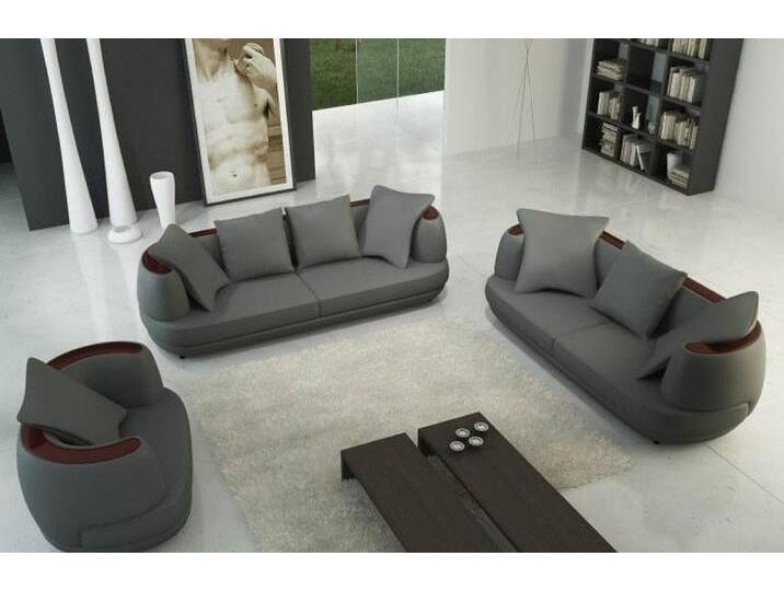JVmoebel Polstergarnitur Elegante 3-Sitzer Sofa Garnitur aus Leder - Neuware Couch Set, (3+3 Sitzer), Made in Europa, beige schwarz von elegante