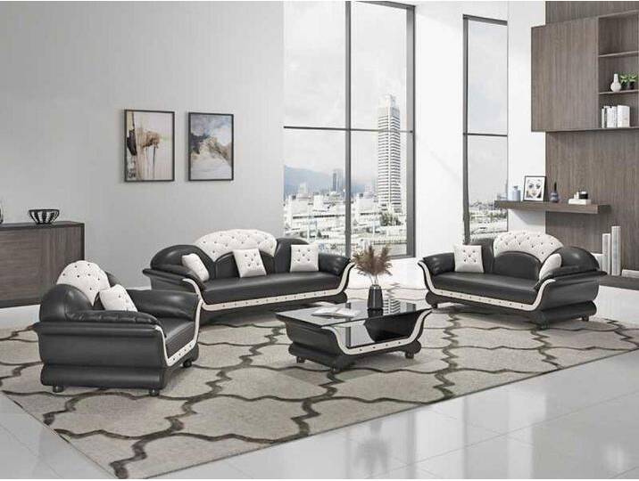 JVmoebel Polstergarnitur Elegante 3-teilige Ledersofa Garnitur für Ihr Zuhause, (3-tlg., Nur Sofa 2+3 Sitzer + Sessel), Made in Europa, schwarz von elegante
