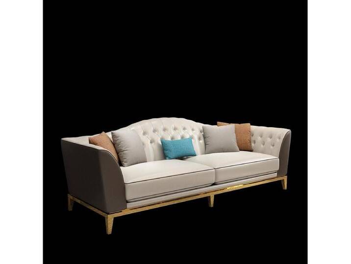 JVmoebel Polstergarnitur Elegante Edelstahl-Ledercouch 3-Sitzer Garnitur Set, Made in Europa, weiß von elegante