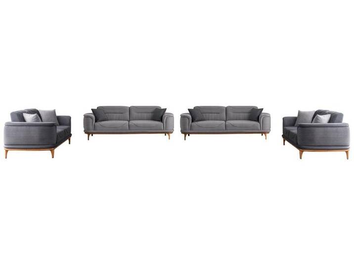 JVmoebel Polstergarnitur Elegante Graue Sofa-Landschaft für das Wohnzimmer, (4-tlg., 4x 3-Sitzer Sofas), Made in Europa, grau von elegante