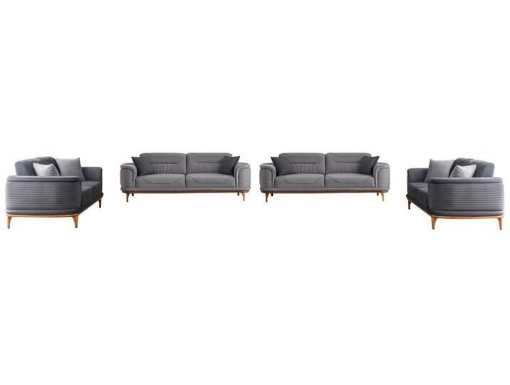 JVmoebel Polstergarnitur Elegante Graue Sofa-Landschaft für das Wohnzimmer, (4-tlg., 4x 3-Sitzer Sofas), Made in Europa, grau von elegante