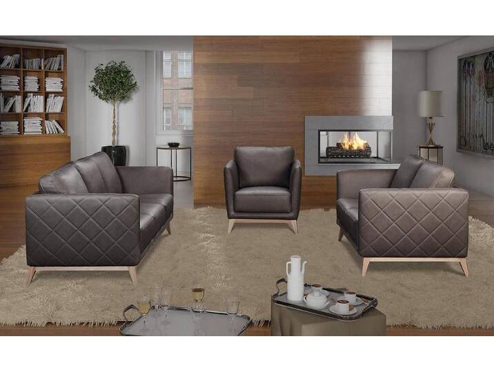 JVmoebel Polstergarnitur Elegante Kunstleder Sofa Garnitur für stilvolle Wohnräume, Made in Europa, braun von elegante