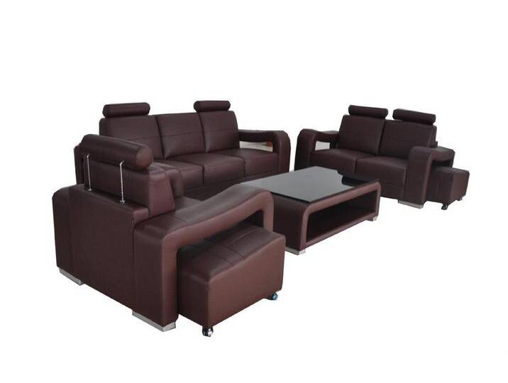 JVmoebel Polstergarnitur Elegante Ledercouch mit USB-Anschluss – Polstermöbel-Set, (4-tlg), Made in Europa, braun von elegante