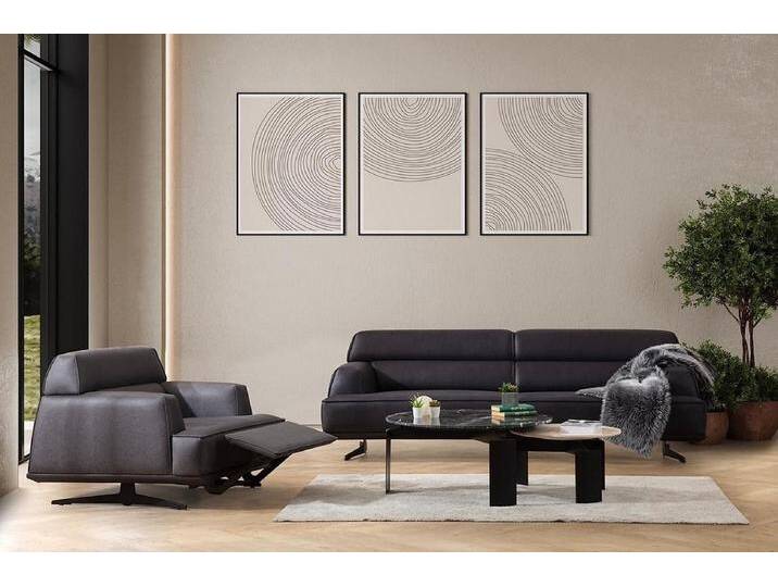 JVmoebel Polstergarnitur Elegante Ledergarnitur Sofa mit 3-Sitzern und Sesseln Modern Neu, (2-tlg., Sofa 3-Sitzer/Sessel), Made in Europa, grau von elegante