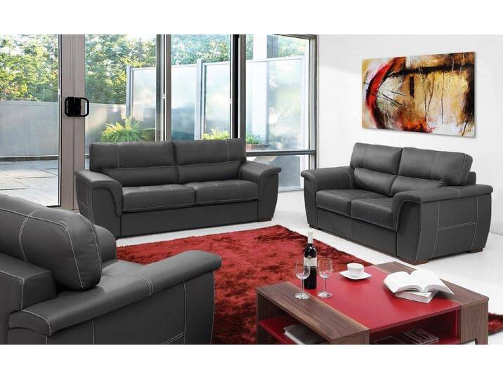 JVmoebel Polstergarnitur Elegante Ledersofa Garnitur für stilvolles Wohnen, Made in Europa, schwarz von elegante