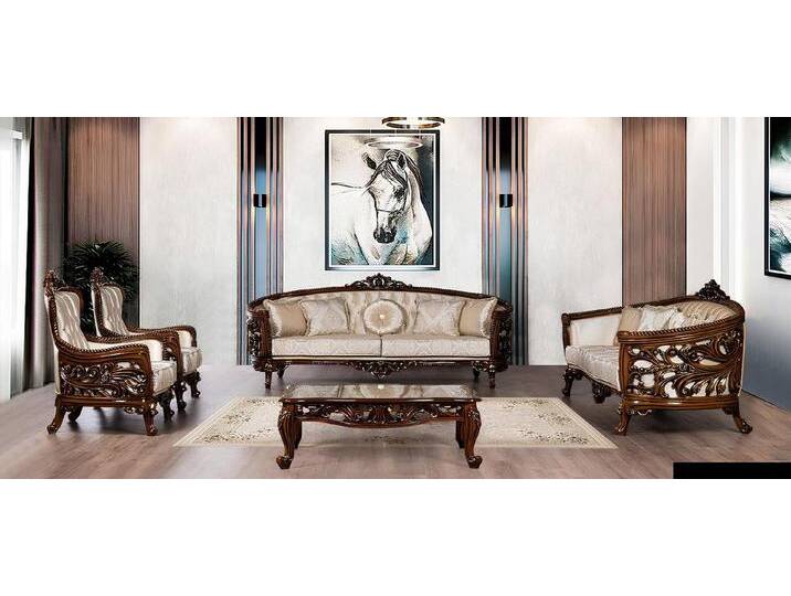 JVmoebel Polstergarnitur Elegante Möbel für ein geschmackvolles Zuhause, (2x Sofa 3 Sitzer + 2x Sessel + Couchttisch), Made in Europa, weiß von elegante