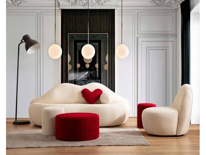 JVmoebel Polstergarnitur Elegante Sitzmöbel für das Wohnzimmer, 3-Sitzer Sofa und 3 Hocker, (4-tlg., 1x 3 Sitzer + 3x Hocker), Made in Europa von elegante