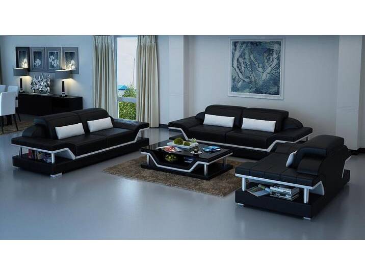 JVmoebel Polstergarnitur Elegante Weiße Sofa Garnitur 3 Sitzer und 2 Einzelsofas Neu, (3+1+1 Sitzer), Made in Europa, schwarz von elegante