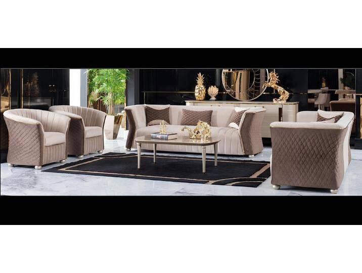 JVmoebel Polstergarnitur Elegante moderne Sitzgarnitur im Luxus-Design 3er und 2er Sofa, (3+3+1+1 Sitzer Set), Made in Europa, beige von elegante