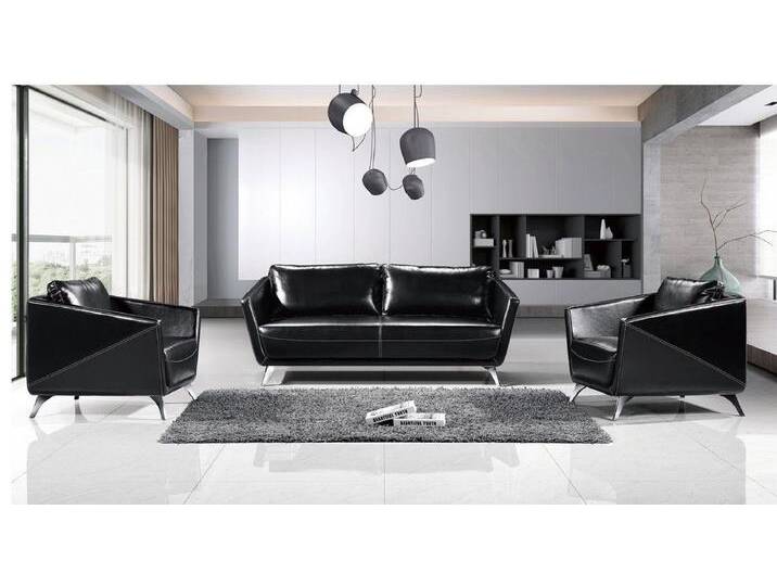 JVmoebel Polstergarnitur Elegante schwarze Ledercouch 3-2-1 Sitzer Sofagarnitur neu, (2-tlg., 3+1+1 Sitzer), Made in Europa, schwarz von elegante