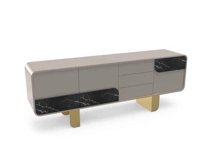 JVmoebel Sideboard Elegante Holzkommode mit Spiegel - Designer Konsole für Ihr Zuhause (1 St., 1x Sideboard), Made in Europa, grau von elegante