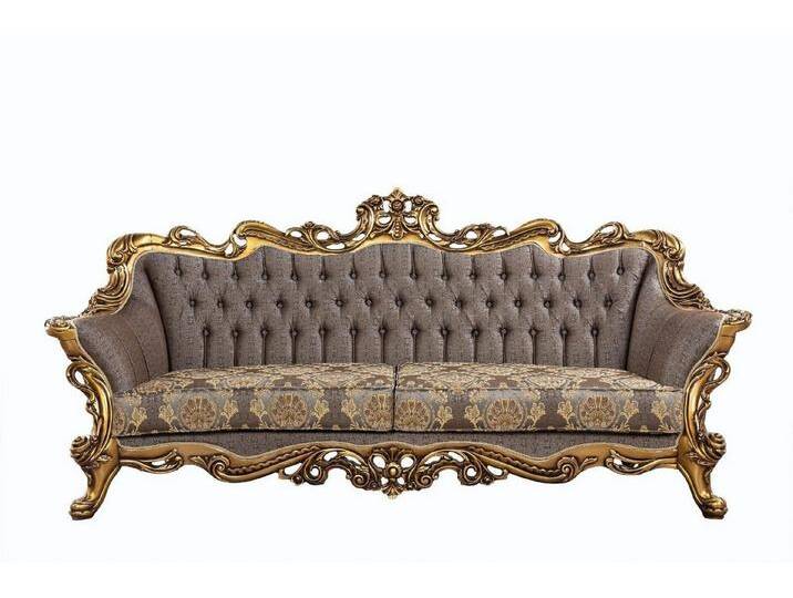 JVmoebel Sofa Elegante Chesterfield Dreisitzer Couch mit goldenem Rahmen in Grau, Made in Europa, grau von elegante