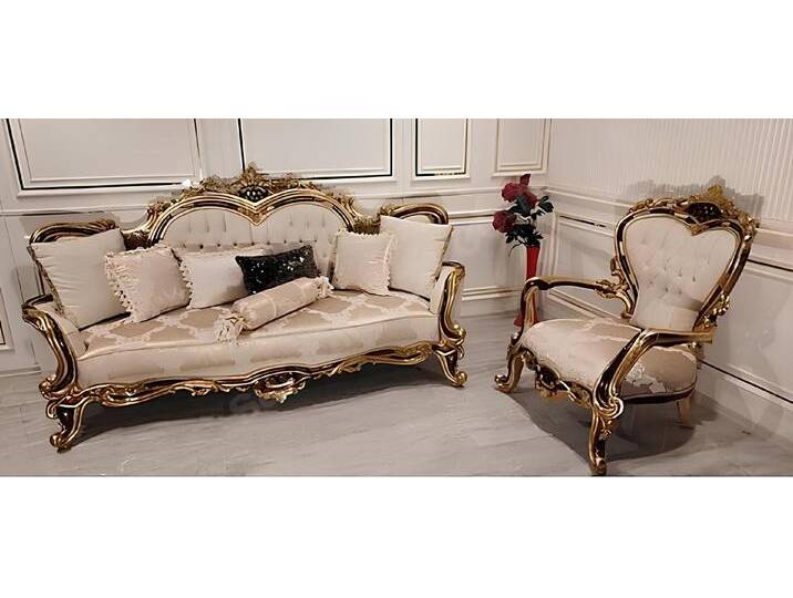 JVmoebel Sofa Elegante Chesterfield Sofa Gruppe im Barock Design, Made in Europa, beige JVmoebel Sofa Elegante Chesterfield Sofa Gruppe im Barock Design, Made in Europa, beige von elegante