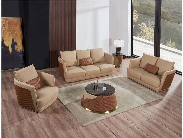JVmoebel Sofa Elegante Ledersofa-Garnitur 3+2 Sitzer für Ihr Wohnzimmer, Made in Europa, beige JVmoebel Sofa Elegante Ledersofa-Garnitur 3+2 Sitzer für Ihr Wohnzimmer, Made in Europa, beige von elegante