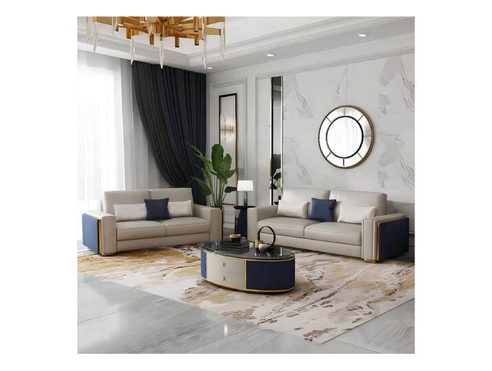 JVmoebel Polstergarnitur Elegante Ledersofas für Wohnbereiche – stilvolle Sofagarnitur, (3+2 Sitzer), Made in Europa, beige von elegante