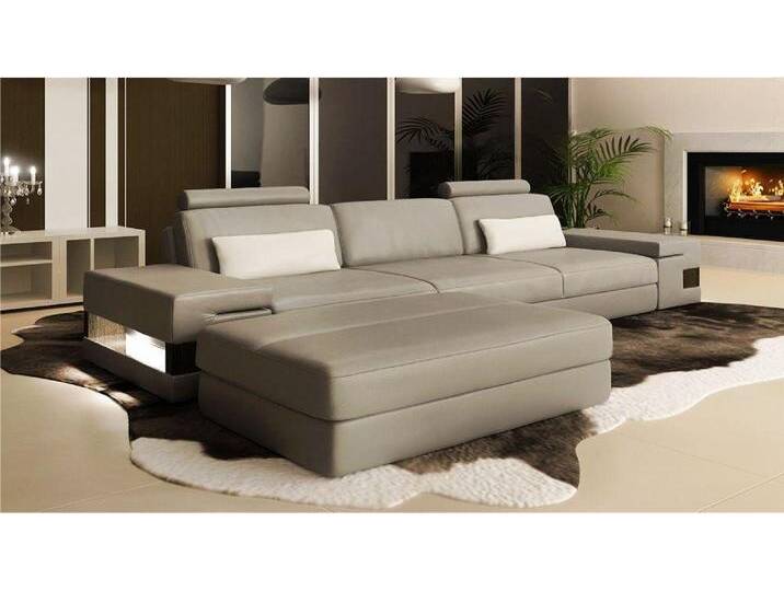 JVmoebel 3-Sitzer Elegante Sofa Sitzgruppe 3-Sitzer mit Hocker im Set, 2 Teile, Made in Europa, grau von elegante