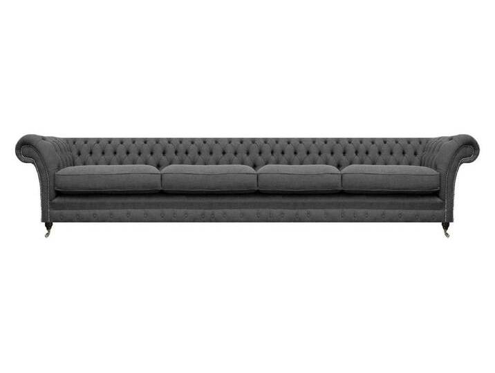JVmoebel Sofa Elegante Viersitzer Couch Chesterfield Grau Polstermöbel Wohnzimmer, Made in Europa, grau von elegante