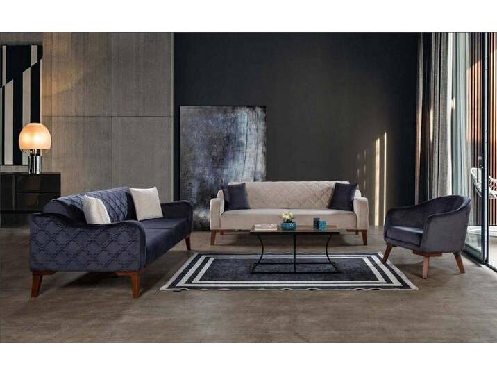 JVmoebel Polstergarnitur Elegante blaue Sofagarnitur für das Wohnzimmer 3er + 2er + Sessel, Made in Europa, schwarz JVmoebel Polstergarnitur Elegante blaue Sofagarnitur für das Wohnzimmer 3er + 2er + Sessel, Made in Europa, schwarz von elegante