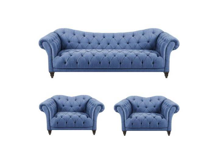 JVmoebel Polstergarnitur Elegante blaue Wohnzimmermöbel: Couch mit 2 Sesseln, 3 Teile, (3-tlg., 1x 3-Sitzer Sofa + 2x Sessel), Made in Europa, blau JVmoebel Polstergarnitur Elegante blaue Wohnzimmermöbel: Couch mit 2 Sesseln, 3 Teile, (3-tlg., 1x 3-Sitzer Sofa + 2x Sessel), Made in Europa, blau von elegante