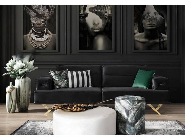 JVmoebel Sofa Elegante schwarze Couch aus Edelstahl für modernes Wohnzimmer, 1 Teile, Made in Europa, schwarz JVmoebel Sofa Elegante schwarze Couch aus Edelstahl für modernes Wohnzimmer, 1 Teile, Made in Europa, schwarz von elegante