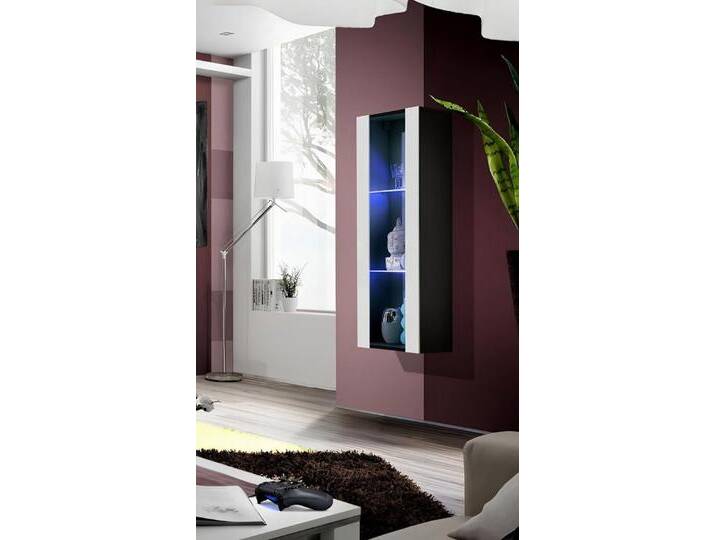 JVmoebel Vitrine Elegante Hängeschrank Vitrine für modernes Wohnzimmerdesign Made in Europa, schwarz von elegante