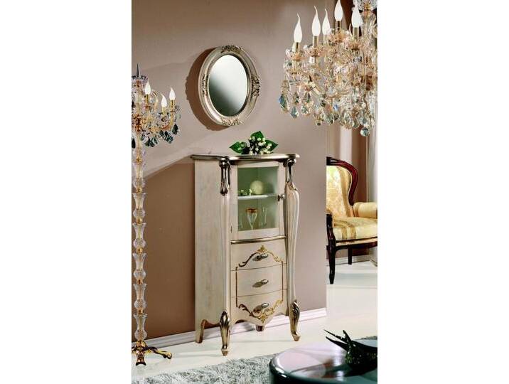 JVmoebel Vitrine Elegante Holz-Glas Kommode Vitrine im Designerstil (Vitrine) Made in Europa, weiß von elegante