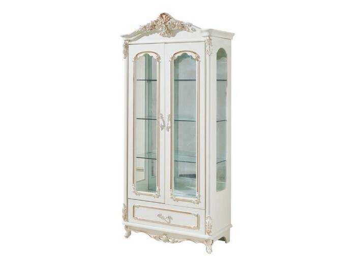 JVmoebel Vitrine Elegante Holzvitrine im klassischen Design mit Glasfront (Nur Vitrine) Made in Europa, weiß von elegante