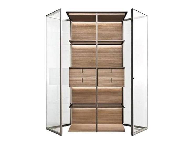 JVmoebel Vitrine Elegante Vitrine Sammlerschrank aus Glas – Stilvoller Objektschrank (1-St) Made in Europe, braun von elegante